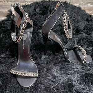 TONY BIANCO Ari Black Jetta Leather Ankle Strap Heels 6.5